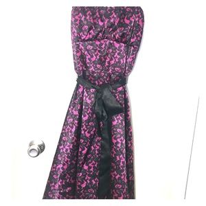Black & Fuchsia Lace Print Ruffle Dress